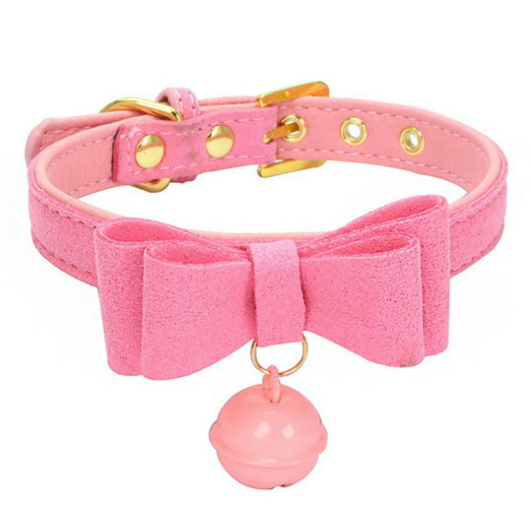 Rhinestone Dog Collar and Leash Soft Suede Bow Necklace for Puppy Cat Small  Dogs