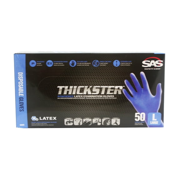 SAS 6603 (10-box Case) Thickster Textured Safety Latex Gloves, Size Large