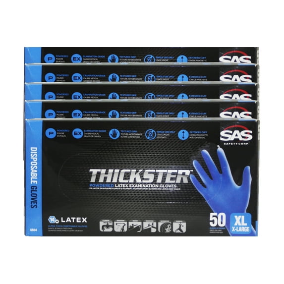 SAS 6604 (5 Pack)Thickster Textured Safety Latex Gloves, Extra Large