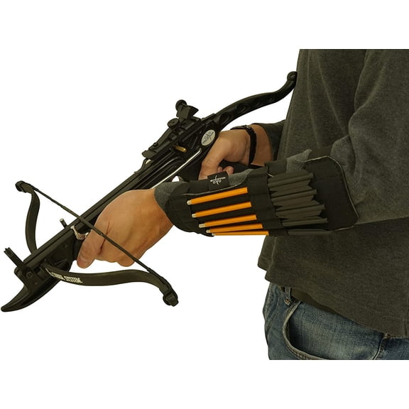 SAS 9" Pistol Crossbow Bolt Slots Holders Quiver Armguard w/ 12 x Aluminum Bolts