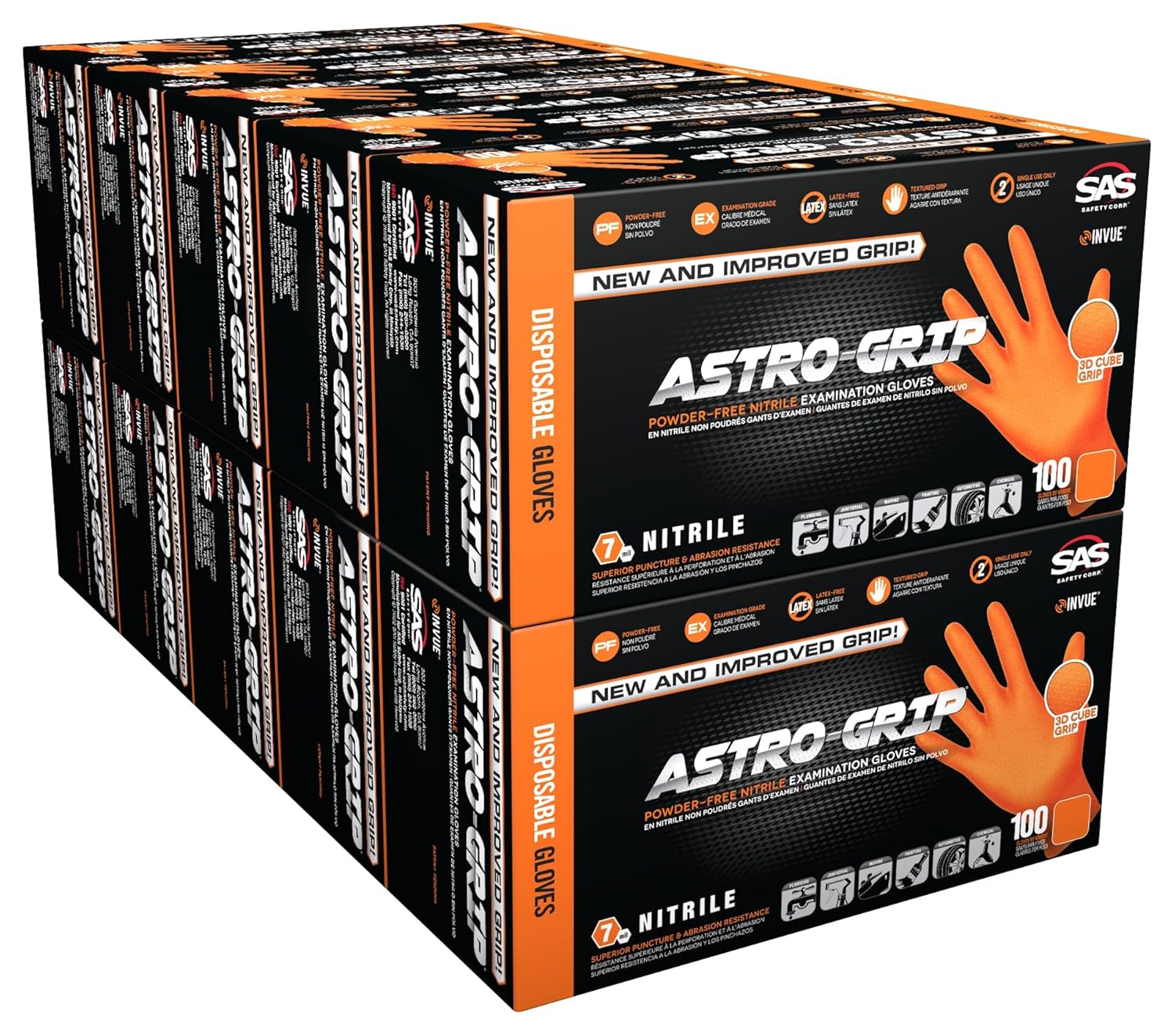 SAS AstroGrip PowderFree Exam Grade Nitrile Disposable Gloves 10