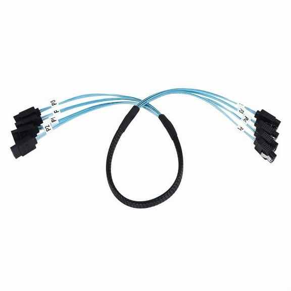SAS Cable Sata Cable High Speed 6Gbps 4 Ports/Set High Quality for Server 0.5 Meter,1 * 4 ports SAS Cables,black & blue