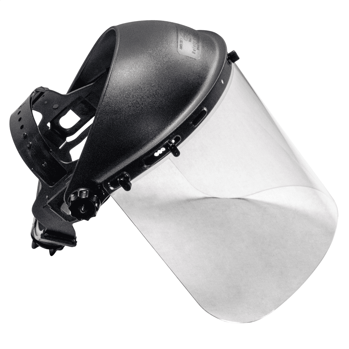 SAS Standard Safety Face Shield | Ratchet Sizing Adjustable | Impact Resistant, Curved Polycarbonate Lens | Full Face Shield Mask for General Grinding Applications | ANSI Z87.1-2015 Face Shield
