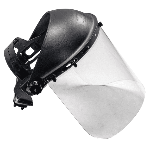 SAS Standard Safety Face Shield | Ratchet Sizing Adjustable | Impact Resistant, Curved Polycarbonate Lens | Full Face Shield Mask for General Grinding Applications | ANSI Z87.1-2015 Face Shield