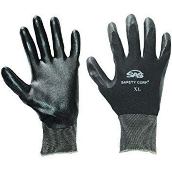SAS Safety 640-1009 Nitrile Palm Coated Gloves, Large