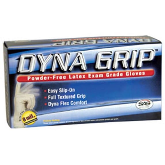 SAS Safety 650-1003 Dyna Grip PF Latex Gloves - Box of 100 - Large