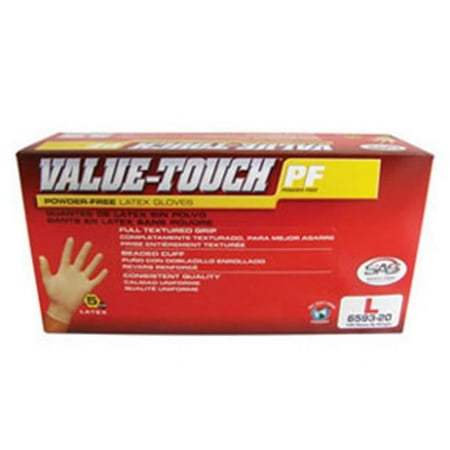 SAS Value-Touch 5 Mil Latex Disposable Gloves, 50 Pairs, White, Large, Model# 6593-20