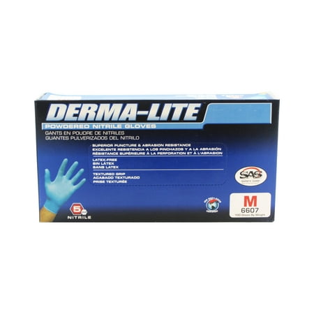 SAS Safety 6607 (10 Box Case) Derma-Lite Powdered Nitrile Gloves (Medium)