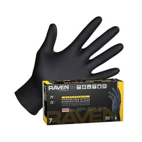 RAVEN 66517, 7 mil Nitrile Exam Grade Gloves, Powder Free, Size Medium, 100 Gloves/Box