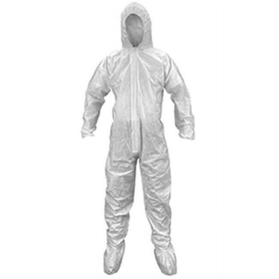 SAS SMS General Purpose Disposable Hooded & Booted Coverall - White, Elastic Wrist and Ankle Cuffs, Breathable Material and Concealed Zipper (3X-Large)