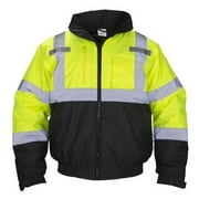 SAS Safety Class-3 Hooded Reflective Yellow Bomber Jacket, XL