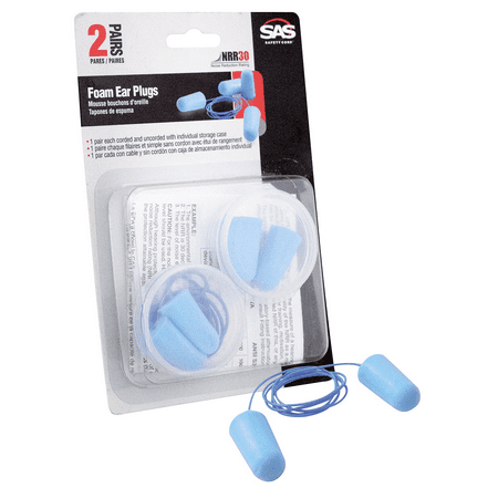 SAS Safety Corp. 6101 Corded Ear Plug, 32 dB NRR, Blue, Foam