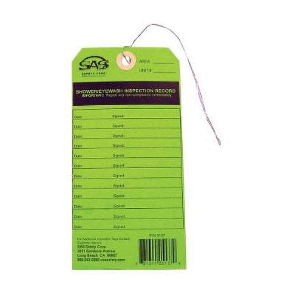SAS Safety 5137 Eyewash Inspection Tag