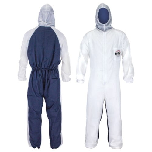 SAS Moonsuit Coverall, Rip-stop Nylon Front and Breathable Cotton Back, Attached Hood, Reusable, Machine Washable, Hook-and-Loop Wrists, Full Zipper Front, Elastic Waist with Pockets (Large)
