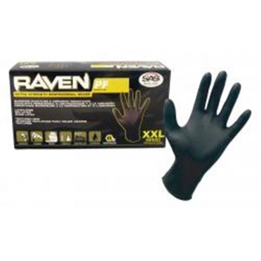 SAS Safety Raven Black Nitrile Gloves - Powder Free 7mil - Large - 10 Boxes Of 100