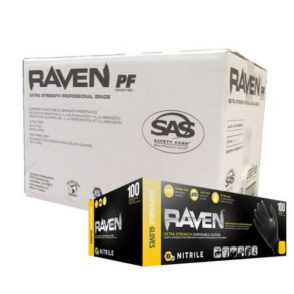 RAVEN 66517, 7 mil Nitrile Exam Grade Gloves, Powder Free, Size Medium, 100 Gloves/Box, 10 Boxes/Case