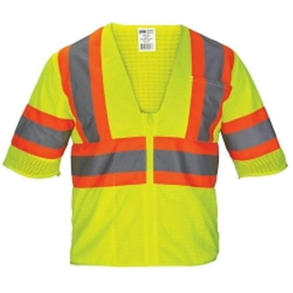 SAS Safety SAS690-2218 Class 3 Mesh Vest with 2 in. Reflective Contrast Trim, Yellow - Medium