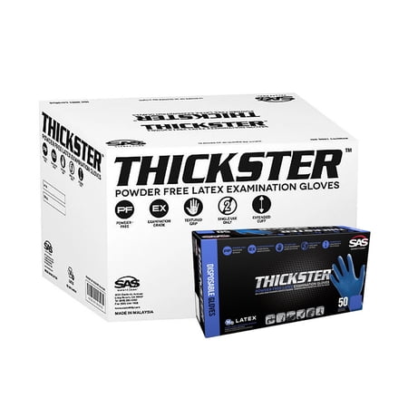SAS Safety Thickster 6602-20 Powder-Free Latex Exam Gloves, 14 Mil, 12" Extended Cuff, Medium, 50/Box, 10 box/case