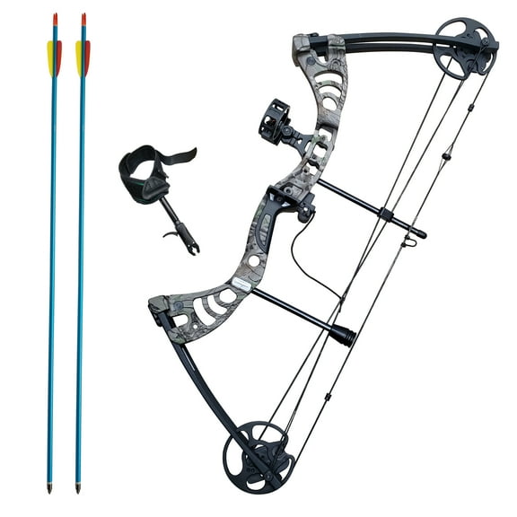 SAS Scorpii 55lbs Bow Kit w/ Arrow Rest, Sight, Release, and Arrows - Black/Camo