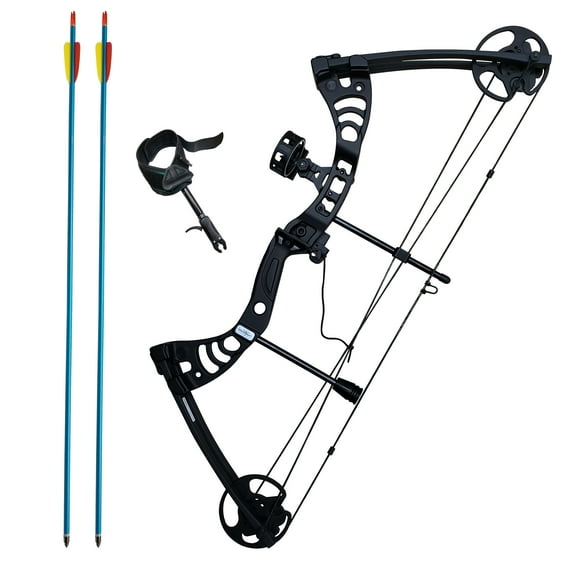 SAS Scorpii 55lbs Bow Kit w/ Arrow Rest, Sight, Release, and Arrows - Black/Camo