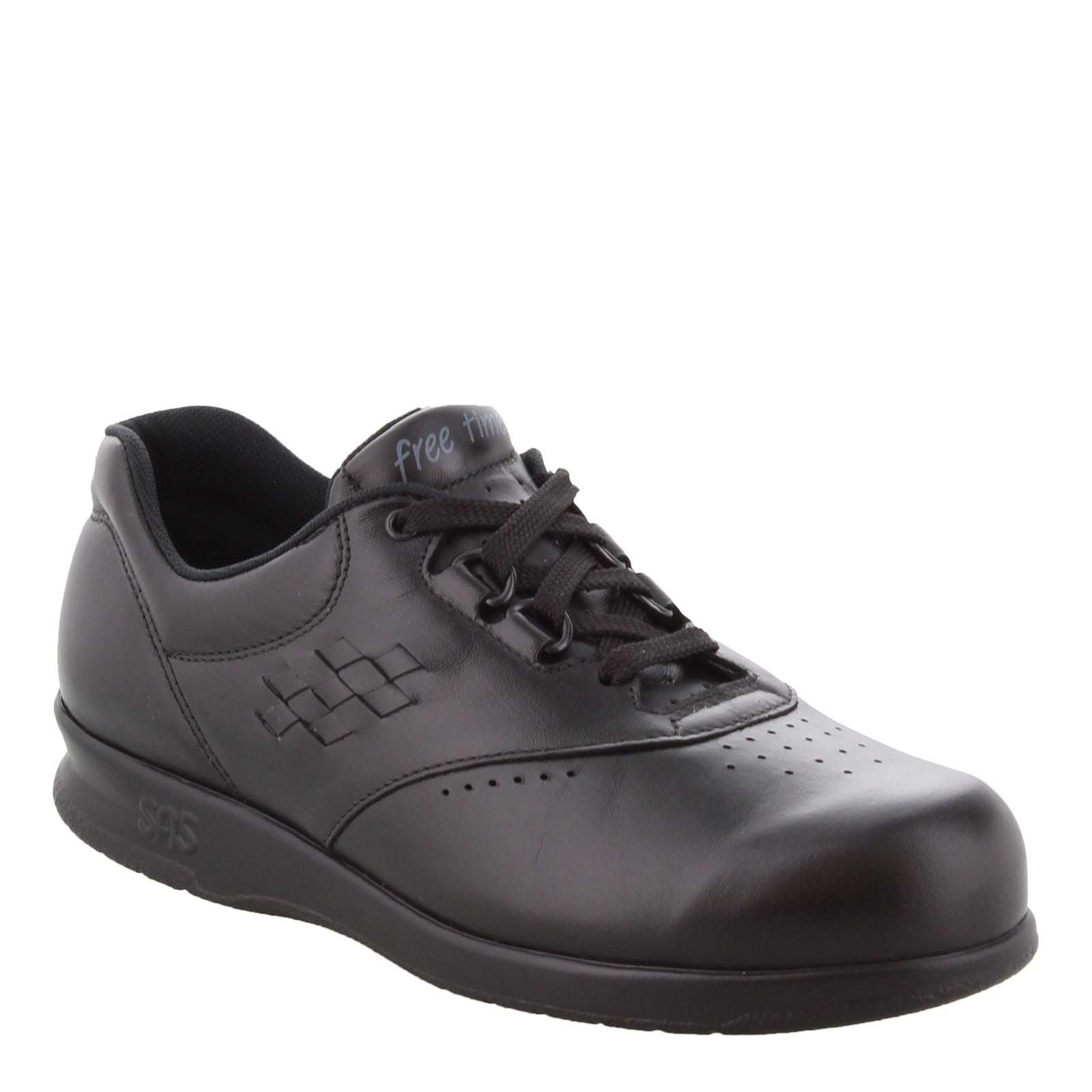 SAS Sneaker Donna Freetime Lace-up, Colore Nero, Taglia 7.5 M, Tomaia In Pelle, Plantare Rimovibile CoolStep, Sistema EZ Lace, Tecnologia TRIPAD Per Assorbimento Urti