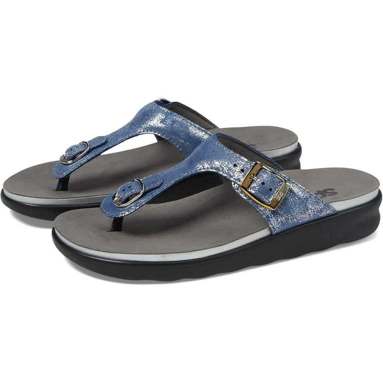 SAS Women's Sanibel Comfort Thong Sandal Silver/Blue