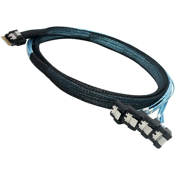 SAS4.0 8654 4I to 7P 4 Port Converter Cable PCIe4.0 Compatible 90 Degree Bend For Data Center Optimization