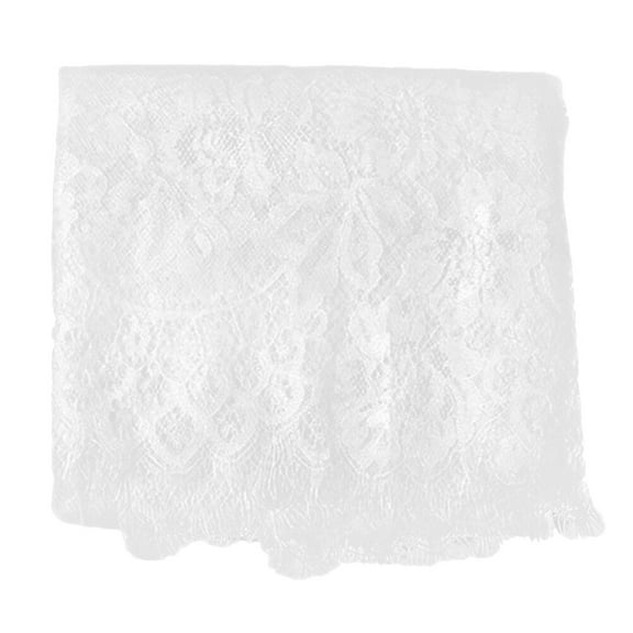 SASABAXI 1 Pc Table Cover Rectangular White Polyester Hollow Carved Flowers Decorative 117.9x14.15x0.