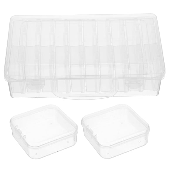 SASABAXI Clear Photo Storage Box and Pen Organizer Set for Home and Office Use, Multi-Purpose Storage Solution