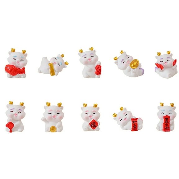 SASABAXI 10Pcs Adorable Dragons Miniature Figurines Mixed Style Diy Assemblage For Desktop And Garden Decor