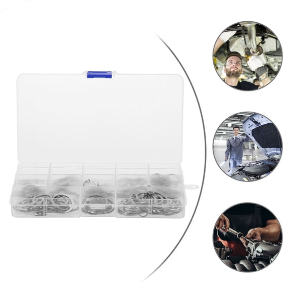 SASABAXI 150pcs Fixation Snap Rings for Machine Parts Silver 3Pack