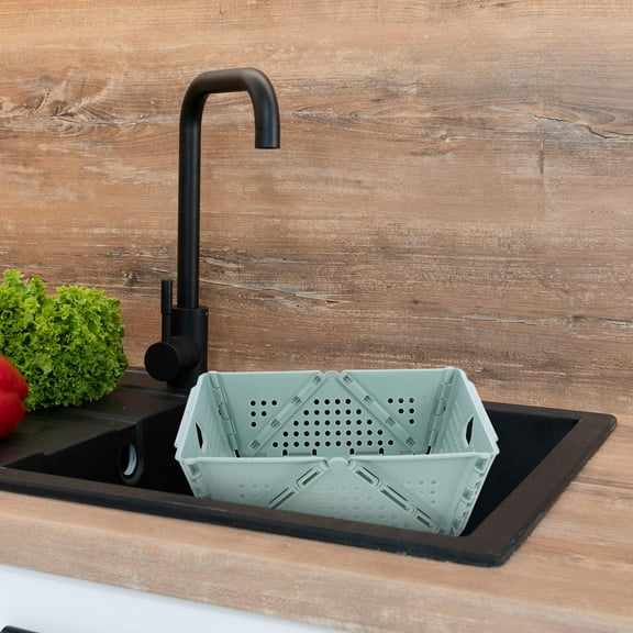 SASABAXI 1Pack Foldable Design Green Collapsible Colander With Draining Function For Household Item