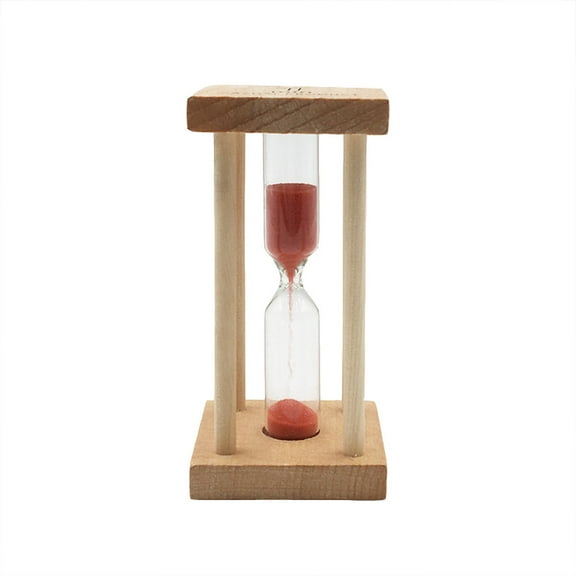 SASABAXI 1Pack Hourglass Sand Timer Red Square ABS Glass Wood Time Counting Home Decor Kids present 4.5*4.5*9.0in