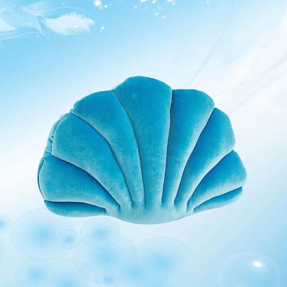 SASABAXI 1Pc Blue Plush Throw Pillow Shell Shape Cushion Comfortable Back Support for Sofa