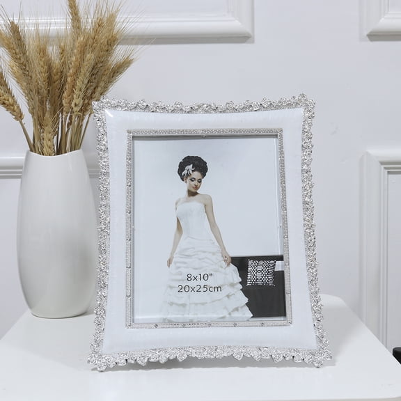 SASABAXI 1Pcs Elegant Square Resin Silver Plated Metal Picture Frame For Wedding Memories And Home Decor 10 Inch