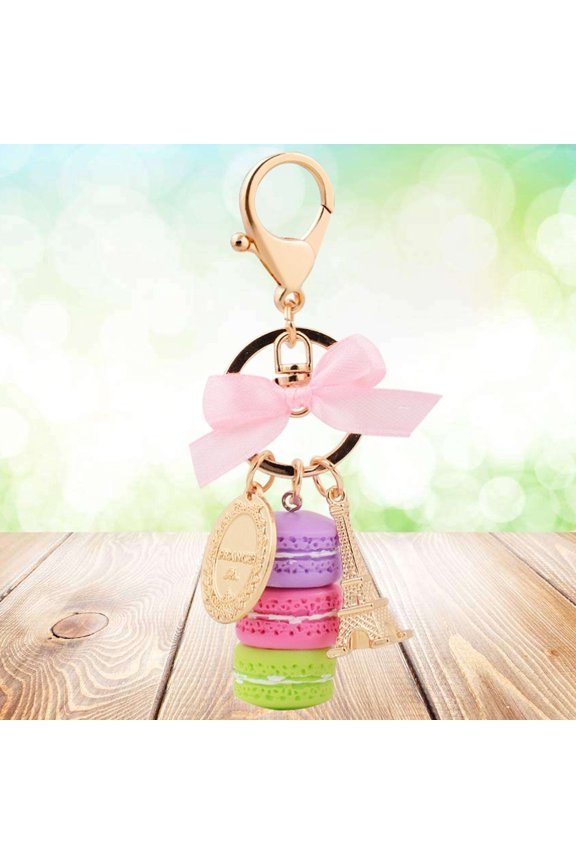 1Pcs Metal Resin Macarons Model Shaped Keychain Bag Pendant for Daily Use Collectors Fans