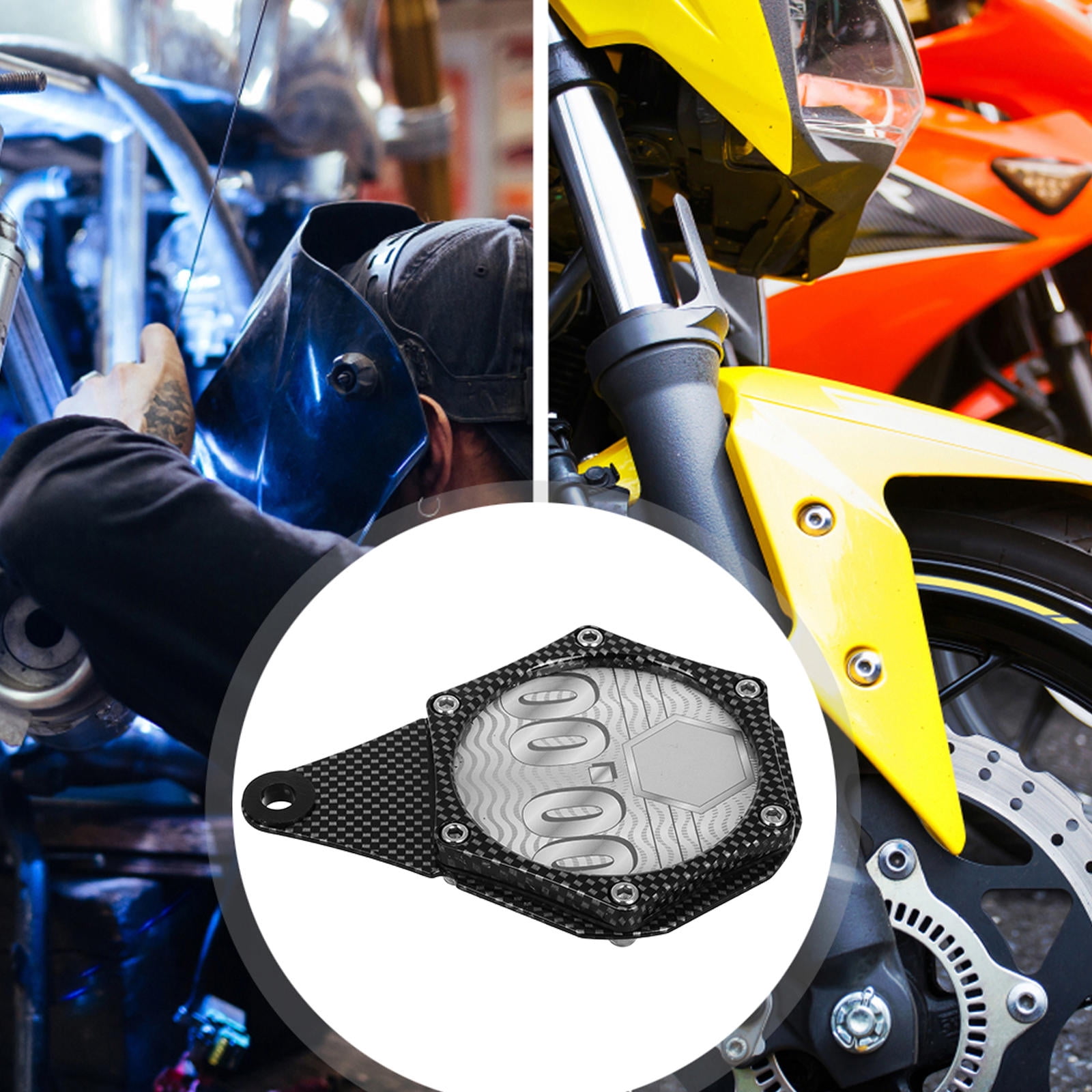 SASABAXI 1Set Motorcycle Accessories For Men Black Hexagonal License Plate Bracket Aluminum Alloy 4.92X3.54X0.39in