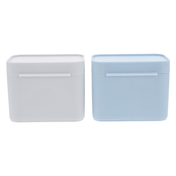 SASABAXI 2Pcs Cotton Pad Storage Box for Nail Art Supplies Gray Rectangular PP Home Beauty Salon