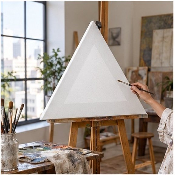 SASABAXI 2Pcs Triangle Art Canvas Frame for Home Decor Oil Acrylic Painting White Wood