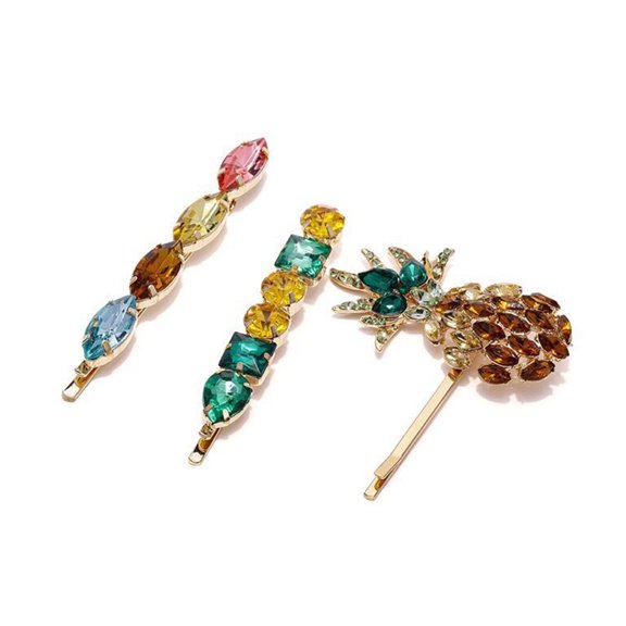 SASABAXI Pineapple Hair Clip Assorted Color Acrylic Grip for Decoration 3Pcs