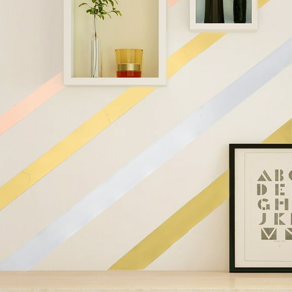 SASABAXI 4 Rolls Plastic Mirror Tapes for Wall Decoration in Gold Silver Linear Design