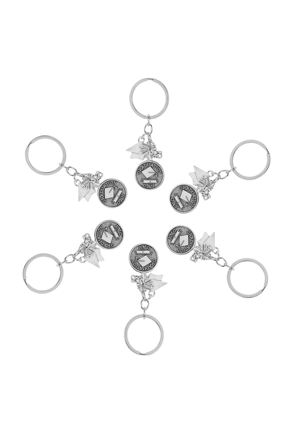 6Pcs Class of 2026 Graduation Key Chains Plated Silver Key Ring for College Graduates