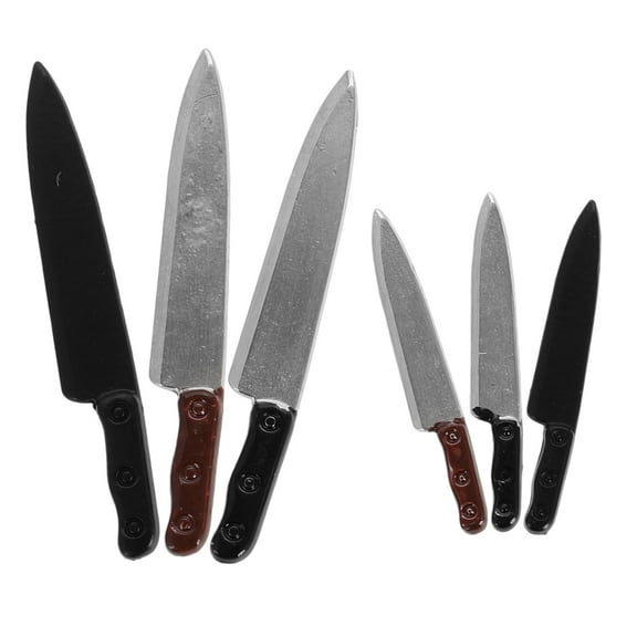 SASABAXI 6Pcs Miniature Kitchen Set Dollhouse Miniature Kitchen Knives Assorted Color for Collectors