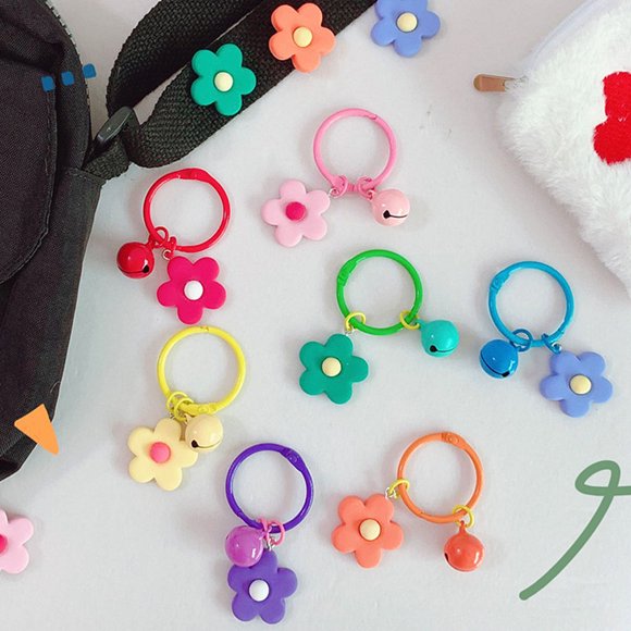 7Pcs Charm Keychain Flower Shape Resin Organizing Keys for Girls and Women
