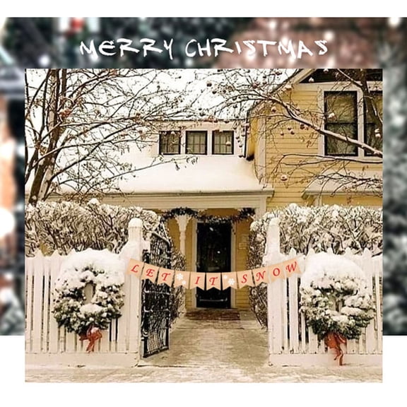 SASABAXI Burlap Banner 1Pack 143*6.7in Light Brown Bunting Decoration for Winter Party and Snow Theme Decorations