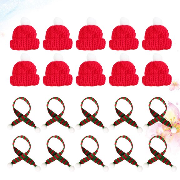 SASABAXI Doll House Christmas Decoration 20pcs Set Knitting Wool Mini Scarf and Hat 4x1.6in 2x11.8in