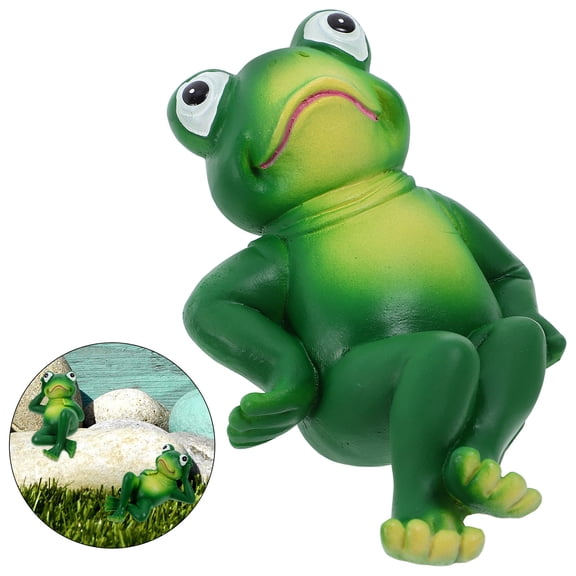 SASABAXI Garden Figurine Adorable Design Resin Frog Statue 11.8X2.8X1.8In 1Pcs