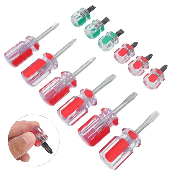 SASABAXI Magnetic Screwdriver with Cross and Flat Bits for Home Use Made of Plastic and Steel Red Color