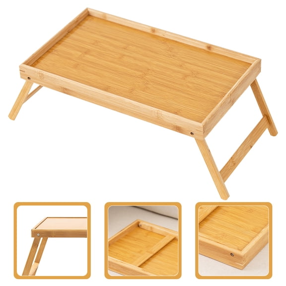 SASABAXI Portable Folding Lap Desk Table, Beige Lightweight Bed Tray with Storage Case and Tablet Holder