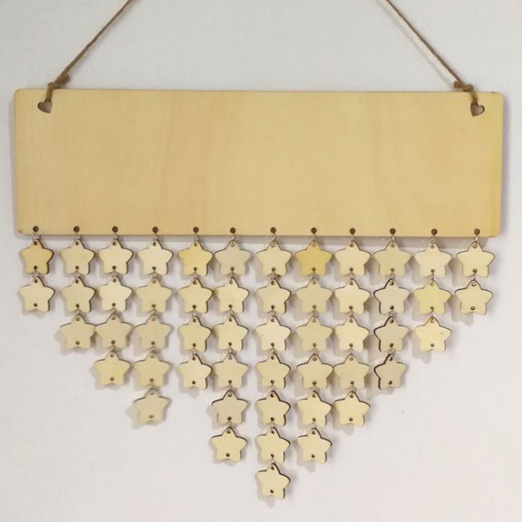 SASABAXI Wooden Hanging Calendar Khaki Board for Birthday and Anniversary Reminder with DIY String System